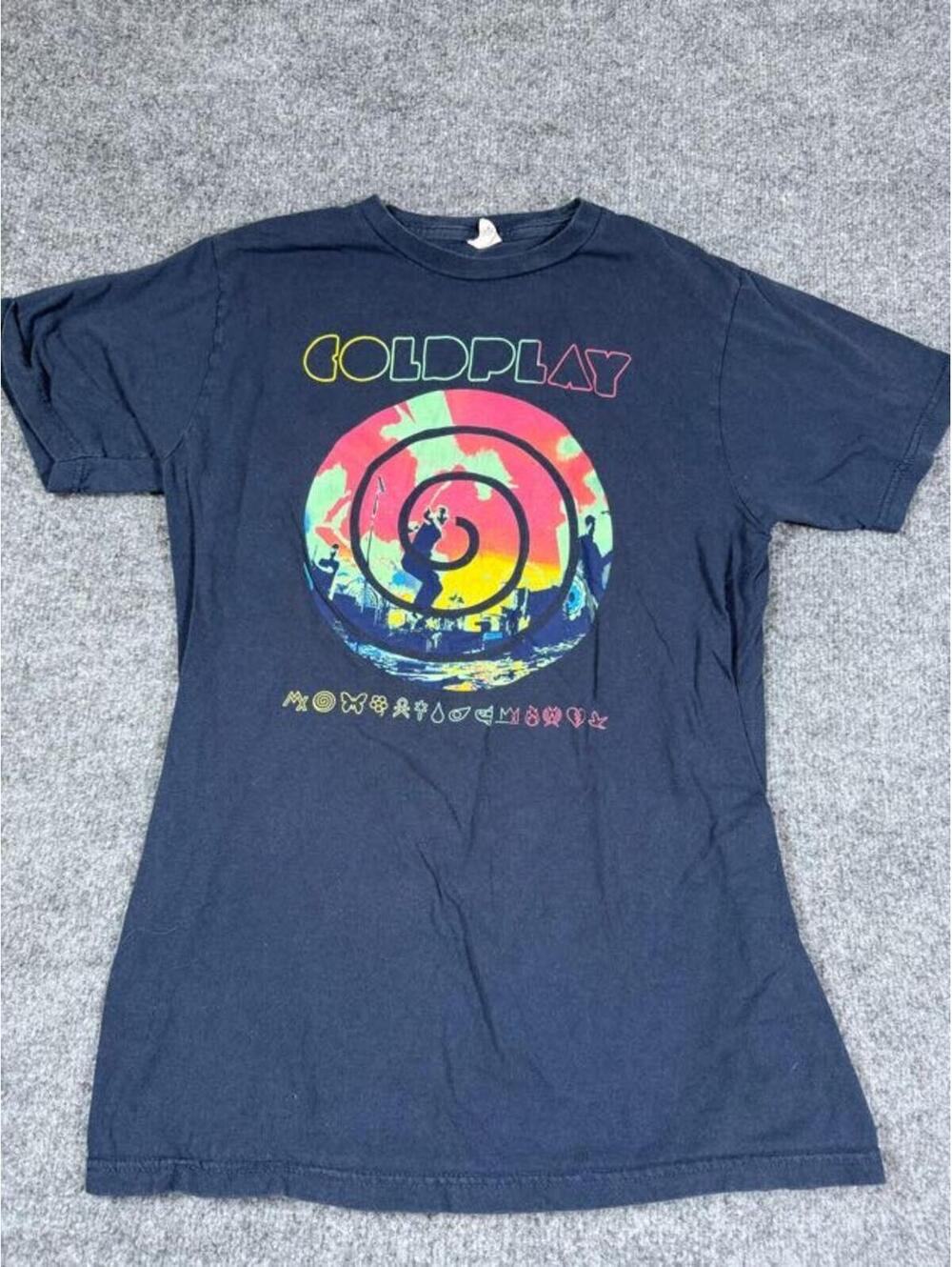 Bay Island Coldplay Band Graphic T-Shirt Navy Blue Medium